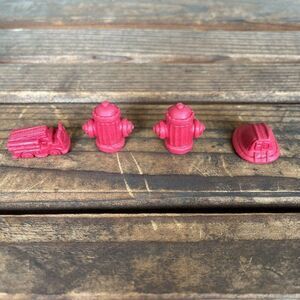 Vintage Diener Erasers Lot Firefighter Toy Figures Fire Hat Truck Pencil Toppers